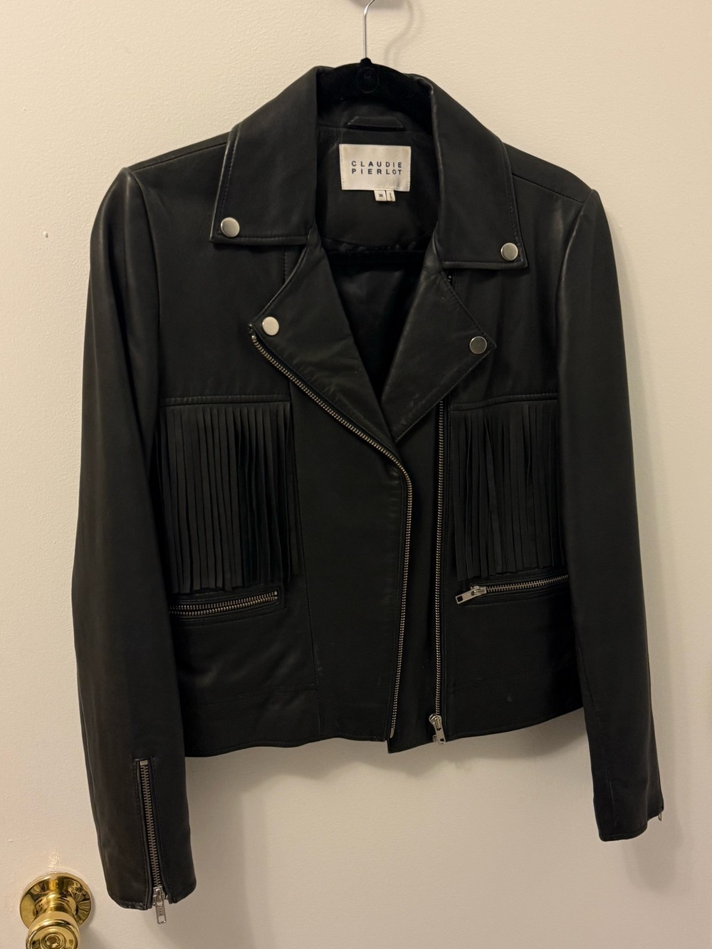 Claudie Pierlot Caprice Fringe Leather Jacket